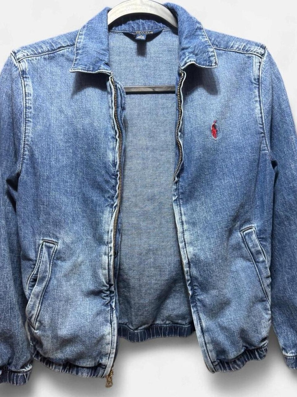 Polo by Ralph Lauren Light Blue Denim Jacket with full length zipper & pockets